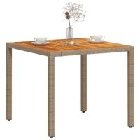 Tuintafel 90x90x75 cm poly rattan en acaciahout beige - thumbnail