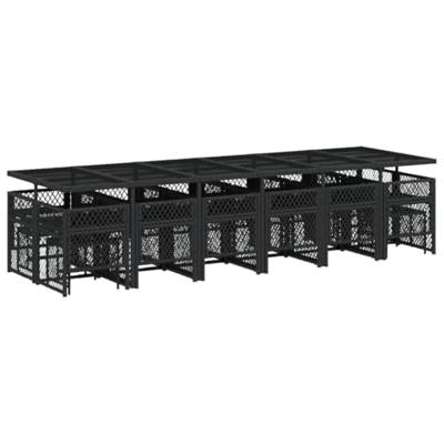 17-delige Tuinset met kussens poly rattan zwart