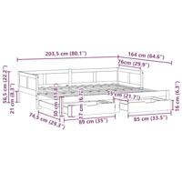Slaapbank met onderschuifbed en lades zonder matras 80x200 cm - thumbnail