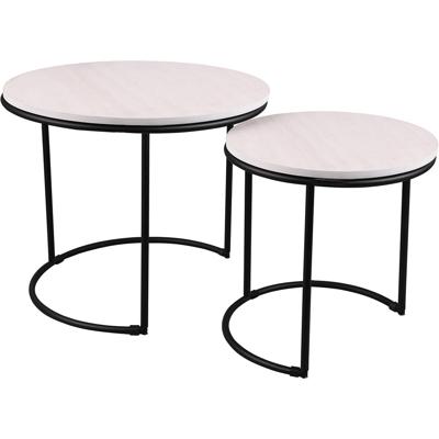 Bijzettafel - Trion Dorina - 2 stuks Bijzettafeltjes - Zwart/Wit