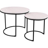 Bijzettafel - Trion Dorina - 2 stuks Bijzettafeltjes - Zwart/Wit - thumbnail