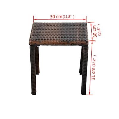 Ligbeddenset poly rattan bruin 3-delig