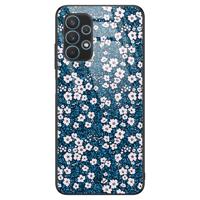 Samsung Galaxy A32 5G glazen hardcase - Bloemen blauw - thumbnail