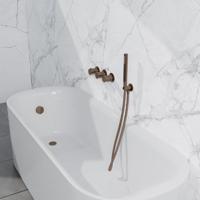 Fortifura Nebbio Badcombinatie-set - thermostaatkraan - wandaansluitbocht met handdouchehouder - metalen doucheslang - staaf handdouche - badvulcombinatie - geborsteld koper PVD (koper) SW1183069 SW1183076 SW1183082 SW970045 SW970048 SW - thumbnail