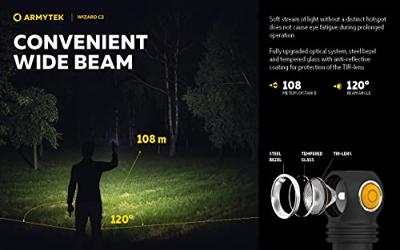 ArmyTek Wizard C2 Magnet White Hoofdlamp werkt op een accu LED Met magneethouder 1200 lm 4800 h 64 g ArmyTek Wizard C2 Magnet White Hoofdlamp werkt op een accu LED Met magneethouder 1200 lm 4800 h 64 g