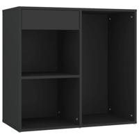 Kaptafel met kastje LED bewerkt hout zwart - thumbnail