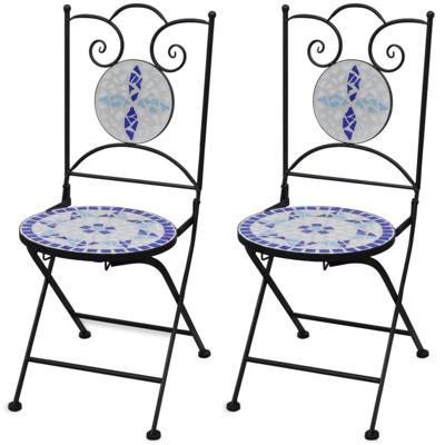 Bistrostoelen inklapbaar 2 st keramiek blauw en wit