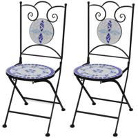 Bistrostoelen inklapbaar 2 st keramiek blauw en wit - thumbnail