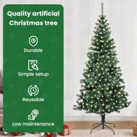 VidaXL Kunstmatig voorverlicht kerstboom groen 240 cm pvc en metaal - thumbnail