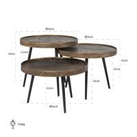 Richmond Salontafel 'Luton' Set van 3 stuks, kleur Goud - thumbnail
