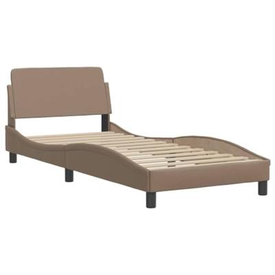 Bedframe met hoofdbord kunstleer cappucinnokleurig 90x190 cm