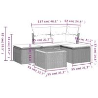 5-delige Loungeset met kussens poly rattan grijs - thumbnail