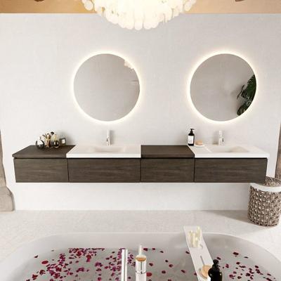 MONDIAZ BUKLA 280cm badmeubel met module 60 rechts kleur Dark Brown met 4 lades. Wastafel CLOUD dubbel 2 kraangaten kleur Talc. MONDIAZ BUKLA 280cm badmeubel met module 60 rechts kleur Dark Brown met 4 lades. Wastafel CLOUD dubbel 2 kraangaten kleur Talc.