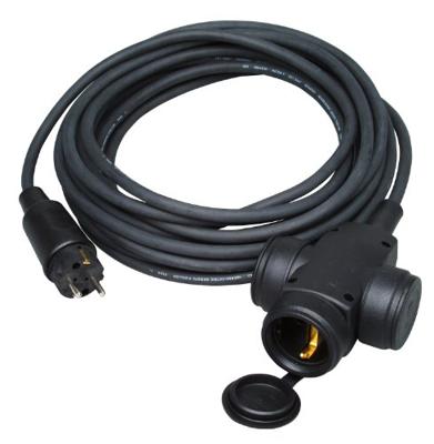 Kopp 145210047 rubberen verlenging met 3-voudige koppeling, 10 m, zwart