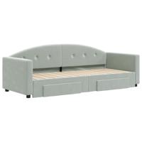 Slaapbank onderschuifbed en lades 80x200 cm fluweel lichtgrijs - thumbnail