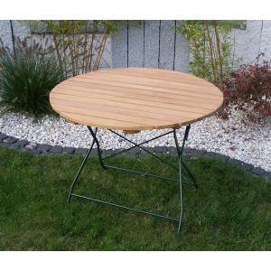Tuintafel hout inklapbaar Bad Tolz - groen frame ⌀ 100 cm Tuintafel hout inklapbaar Bad Tolz - groen frame ⌀ 100 cm