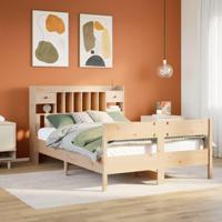 Bed met boekenkast zonder matras massief grenenhout 140x190 cm - thumbnail
