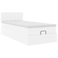 Ottomaanse bed met matras 80x200cm kunstleer wit - thumbnail