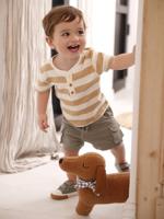 Kort stijlvol babypakje in getextureerde fleece kaki - thumbnail