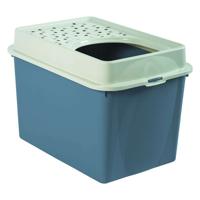 Rotho eco berty kattenbak met boveningang blauw/zand - thumbnail