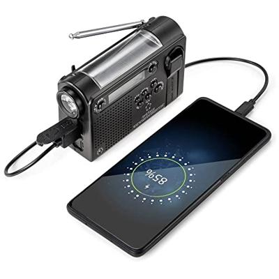 Renkforce RF-CR-200 Transistorradio VHF (FM), Middengolf, Korte golf Noodradio Oplaadbaar, Zonnepaneel, Handslinger, Wekfunctie, Zaklamp Zwart