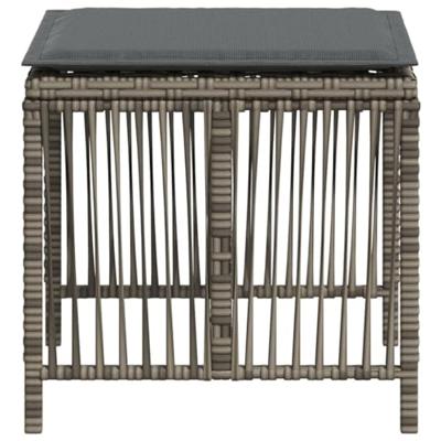 Tuinkrukken 4 st met kussens 41x41x36 cm poly rattan grijs Tuinkrukken 4 st met kussens 41x41x36 cm poly rattan grijs