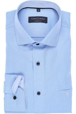 Casa Moda Heren Overhemd Lichtblauw Oxford Zwarte Knopen Comfort Fit