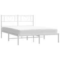 Bedframe met hoofdbord metaal wit 150x200 cm - thumbnail