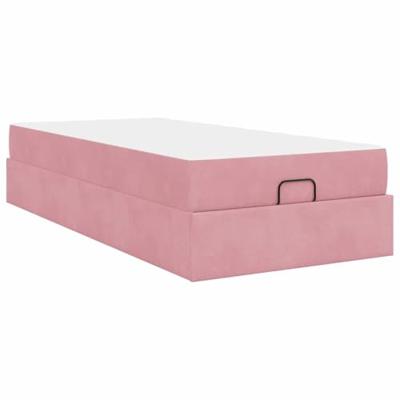Bedframe met matras met opslag Roze 100 x 200 cm Fluweel
