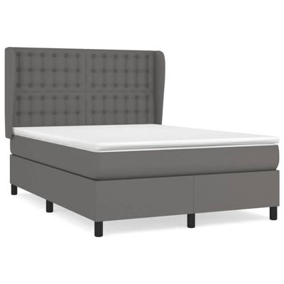 Boxspring met matras kunstleer grijs 140x190 cm