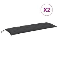 VidaXL Tuinbankkussens 2 st 150x50x7 cm stof gemêleerd antracietkleur - thumbnail