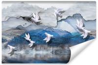 Fotobehang - Vogels boven de zee, premium print, inclusief behanglijm - thumbnail