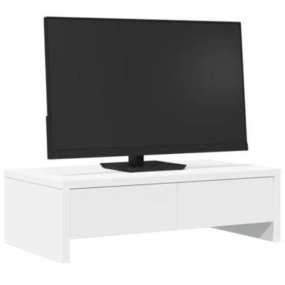 Monitorstandaard met lades 50x27x15 cm bewerkt hout wit - thumbnail