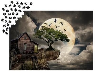 A Log Cabin on a Cliff Puzzel 1000 Stukjes