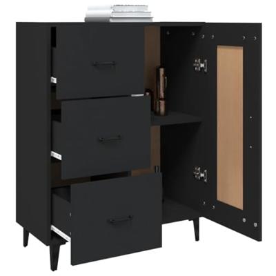 Dressoir 69,5x34x90 cm bewerkt hout zwart