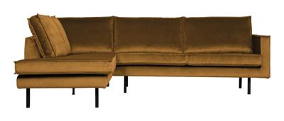WOOOD Hoekbank 'Rodeo' Links, Velvet, kleur Oker