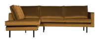 WOOOD Hoekbank 'Rodeo' Links, Velvet, kleur Oker - thumbnail