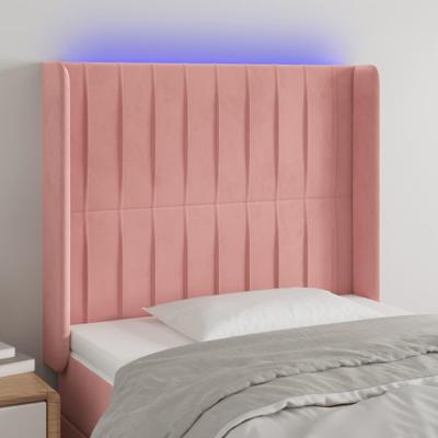 Hoofdbord LED 83x16x118/128 cm fluweel roze