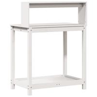 Oppottafel met schappen 82,5x50x109,5 cm massief grenenhout wit - thumbnail