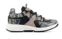Xsensible Stretchwalker Dames Sneakers in Leder (Zwart) - thumbnail