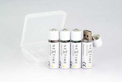 4 Oplaadbare AA USB batterijen NeXtime
