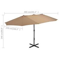 Parasol met aluminium paal 460x270 cm taupe - thumbnail