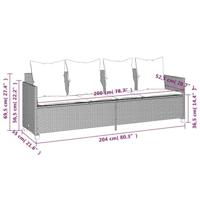 Ligbed met kussens poly rattan beige - thumbnail