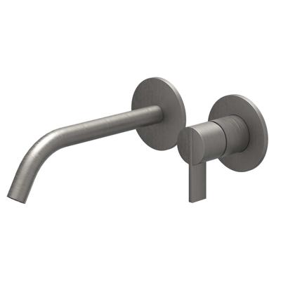 IVY Pact Wastafelkraan Afbouwdeel - 2-Gats Wandmontage - Gebogen Uitloop - Geborsteld Metal Black PVD