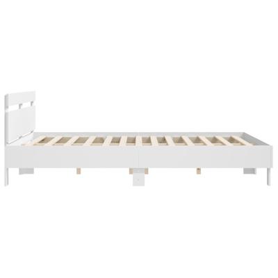 Bedframe met hoofdbord bewerkt hout wit 180x200 cm