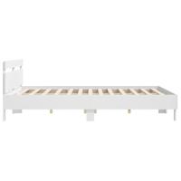 Bedframe met hoofdbord bewerkt hout wit 180x200 cm - thumbnail