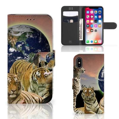 Apple iPhone X | Xs | Telefoonhoesje | Met pasjeshouder | Roofdieren Apple iPhone X | Xs | Telefoonhoesje | Met pasjeshouder | Roofdieren