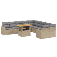 11-delige Tuinset met kussens poly rattan beige - thumbnail