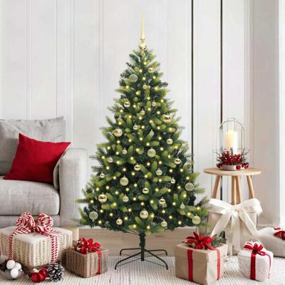 VidaXL Kunstkerstboom met scharnier 150 leds groen 150 cm pvc en pe