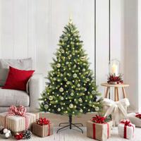 VidaXL Kunstkerstboom met scharnier 150 leds groen 150 cm pvc en pe - thumbnail